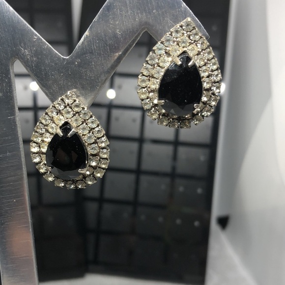 BUNDLE lot 2 vintage rhinestone formal glam statement earrings. - Picture 6 of 6